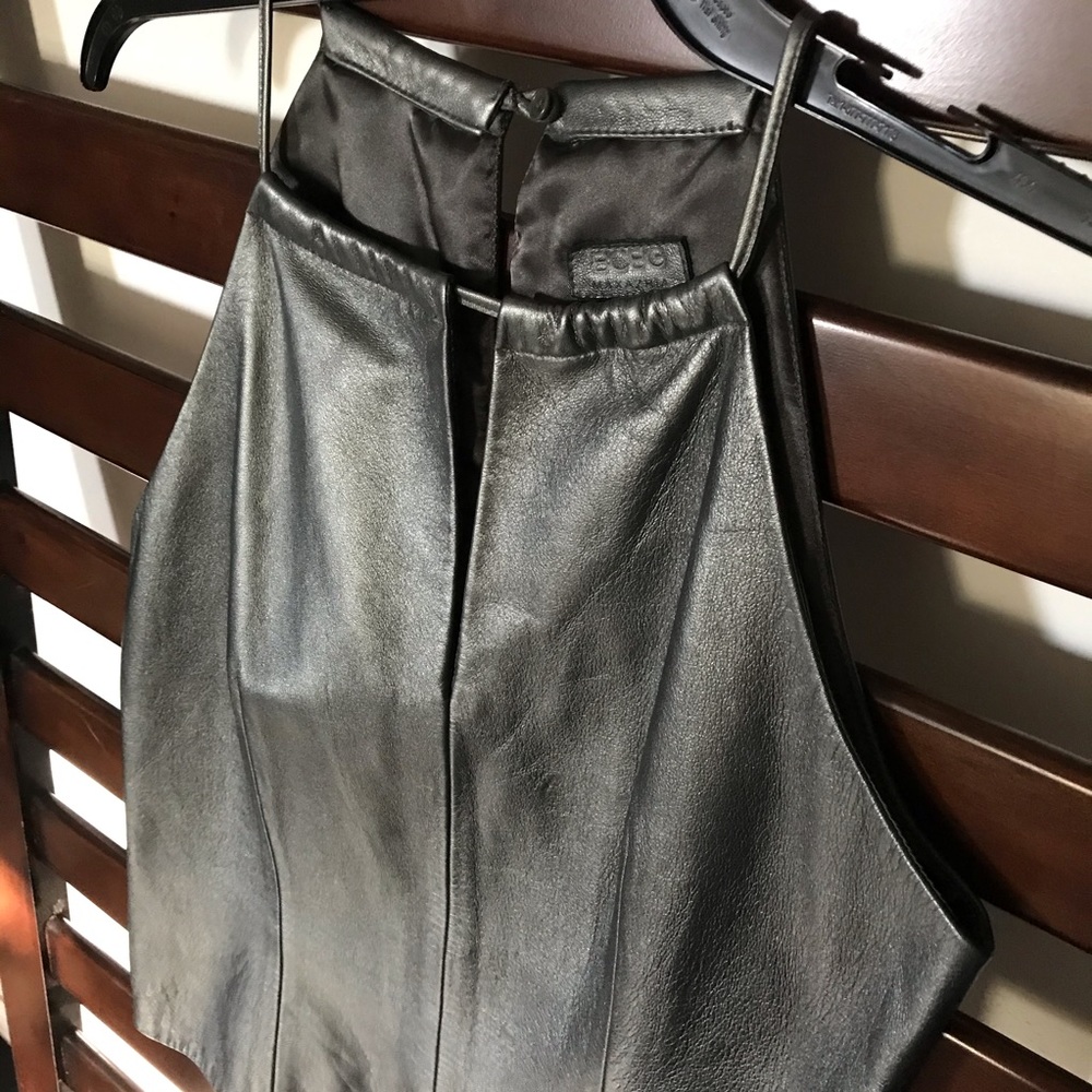 BCBG MAXAZRIA Leather Keyhole Sleeveless Top